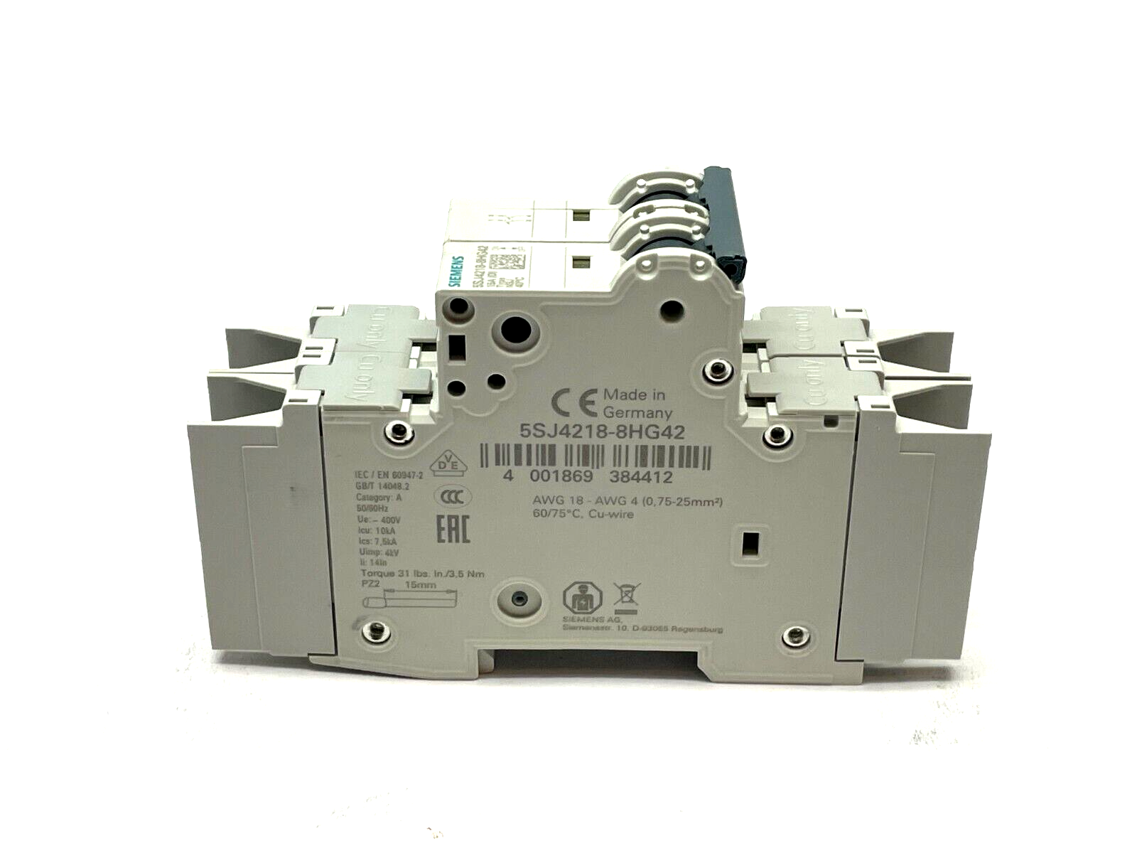 Siemens 5SJ4218-8HG42 Miniature Circuit Breaker 15A 2P - Maverick Industrial Sales
