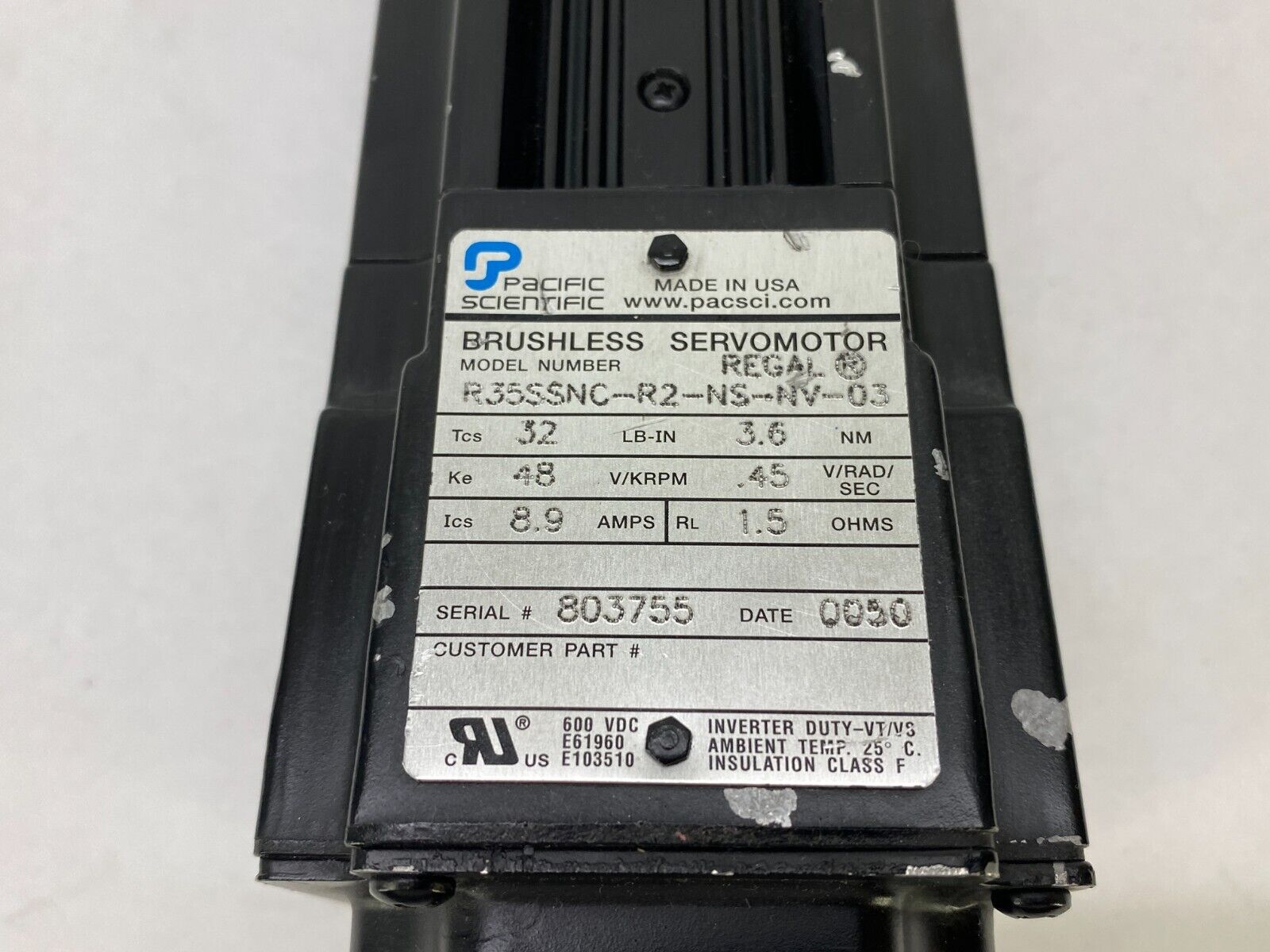 Pacific Scientific R35SSNC-R2-NS-NV-03 REGAL Brushless Sevomotor - Maverick Industrial Sales