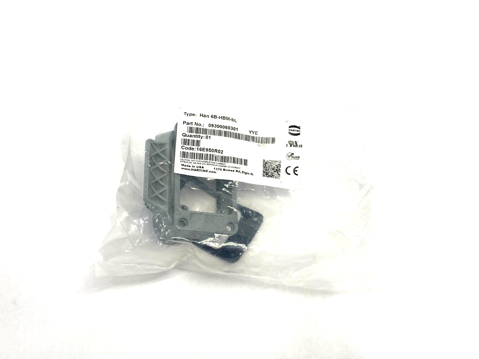 Harting 09300060301 Bulkhead Hood Mounted Housing Single Lever, HAN 6B-HBM-SL - Maverick Industrial Sales