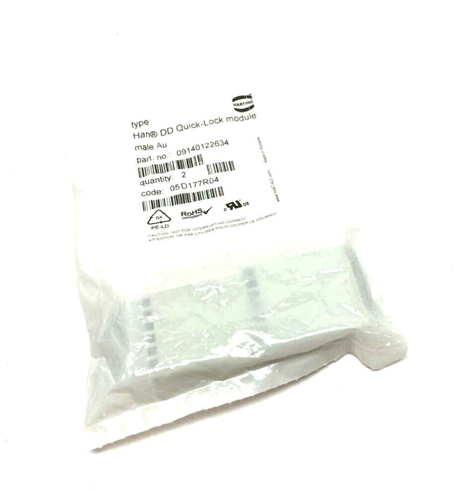 09140122634 | Harting Han DD Heavy Duty Quick-Lock Module Plug PKG OF 2 - New - Maverick Industrial Sales