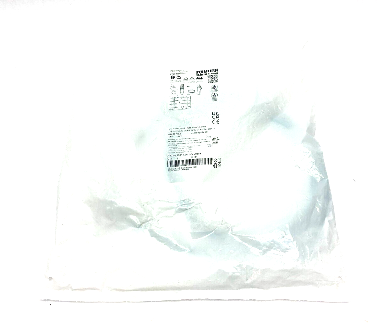 Murr Elektronik 7700-44711-S4U0150 Ethernet Cordset RJ45 To M12 Connection - Maverick Industrial Sales