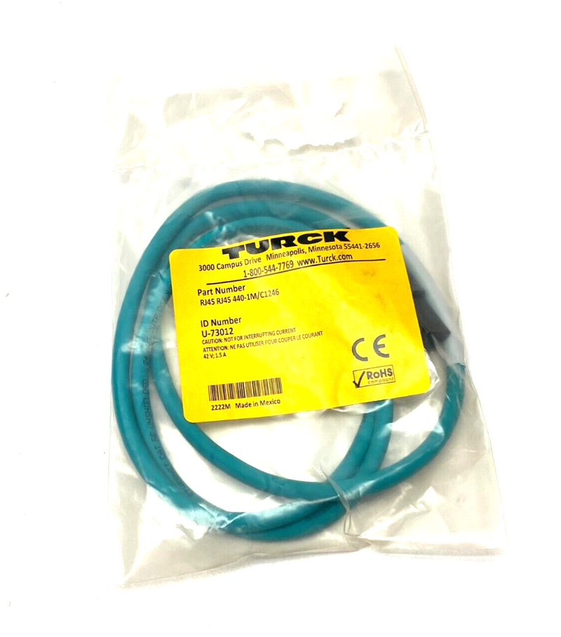 Turck RJ45 RJ45 440-1M/C1246 Double-Ended Ethernet Cordset U-73012 - Maverick Industrial Sales