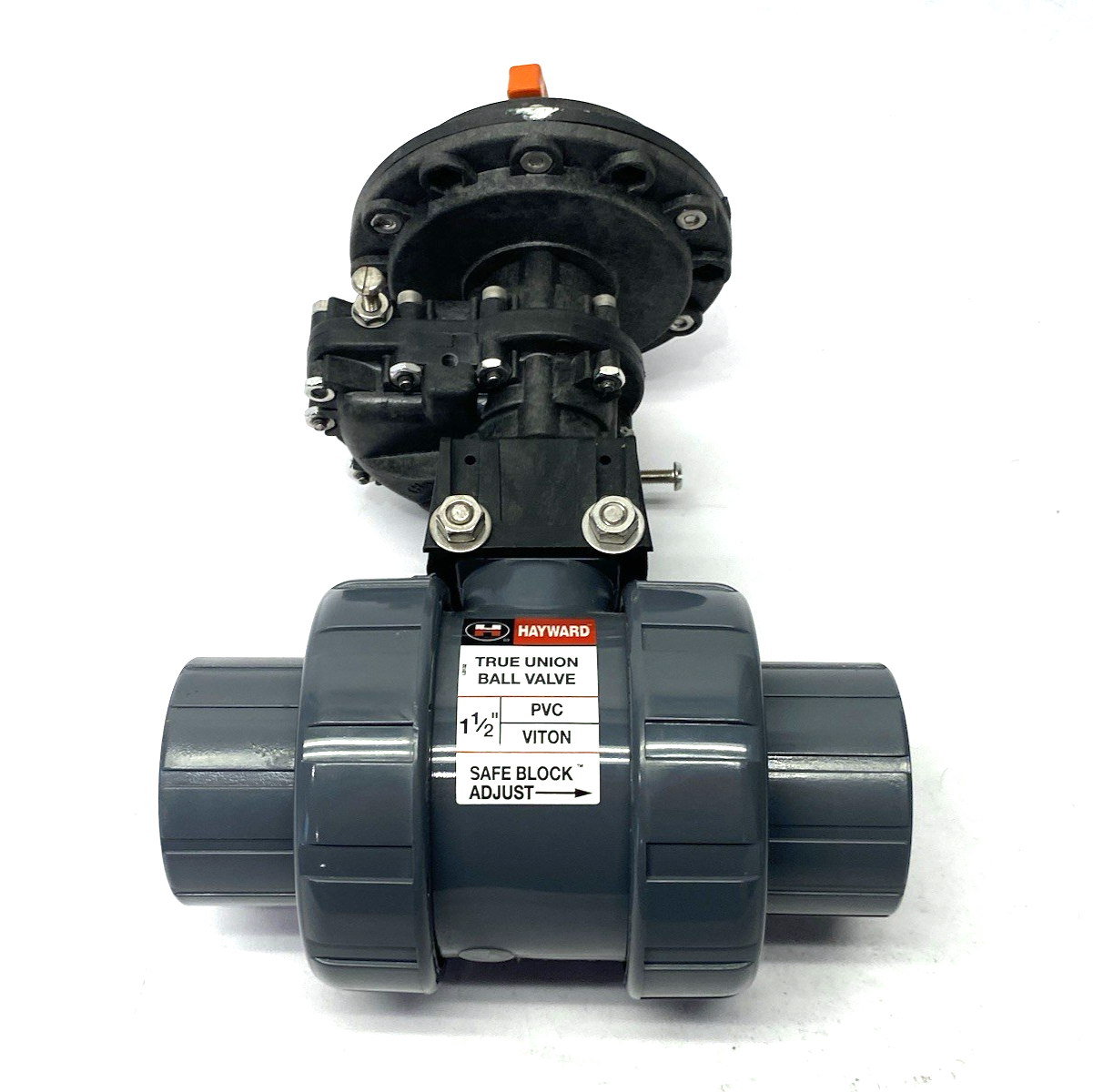 Hayward 1-1/2" True Union Ball Valve PVC, Viton w/ SR3 Spring Return Actuator - Maverick Industrial Sales