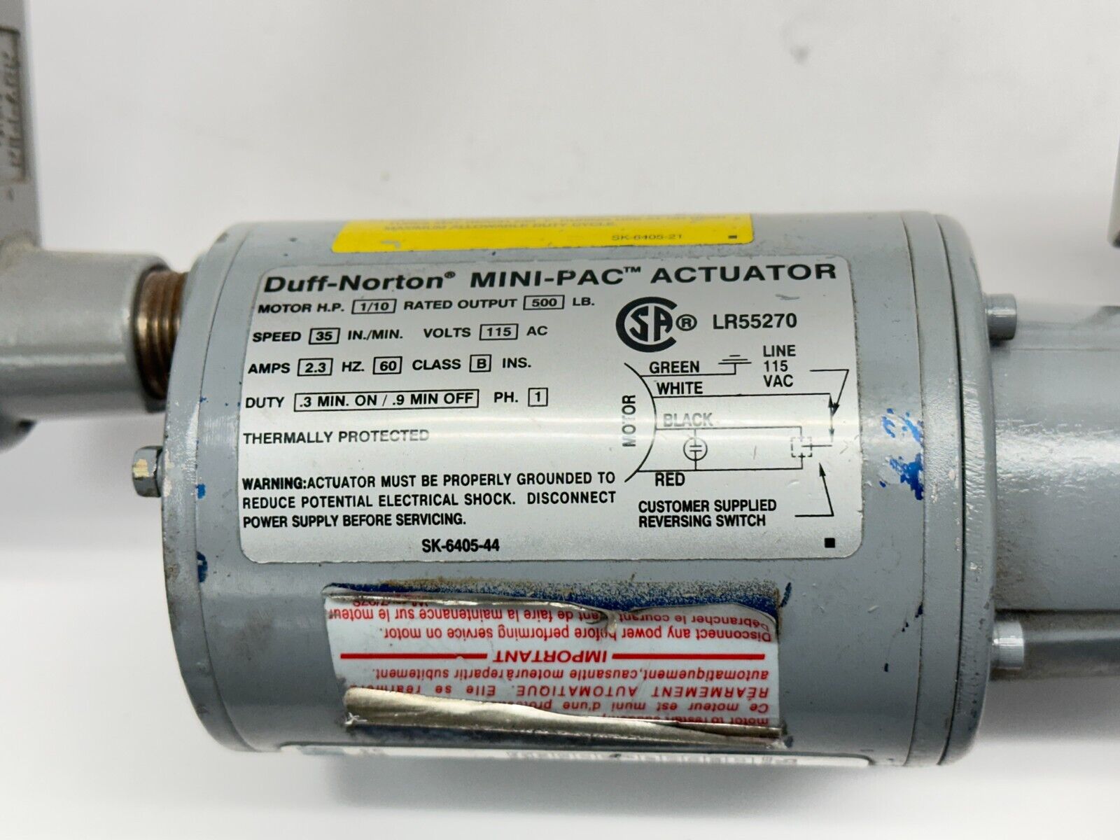 Duff Norton SPB6405-12 Linear Actuator 500lb 12" Stroke 115V - Maverick Industrial Sales