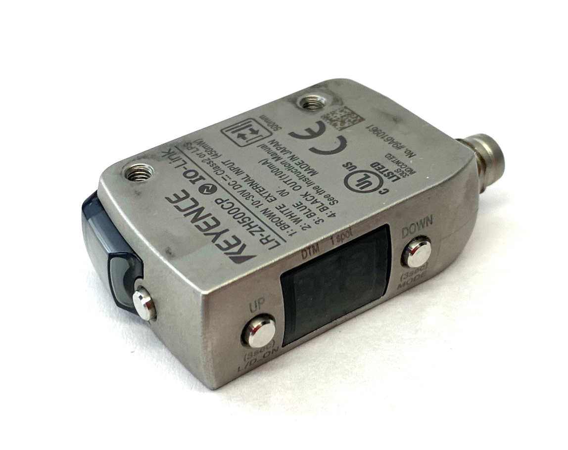 LR-ZH500CP | Keyence Self-Contained CMOS Laser Sensor, Rectangular M8 conn. 500mm - Used - Maverick Industrial Sales