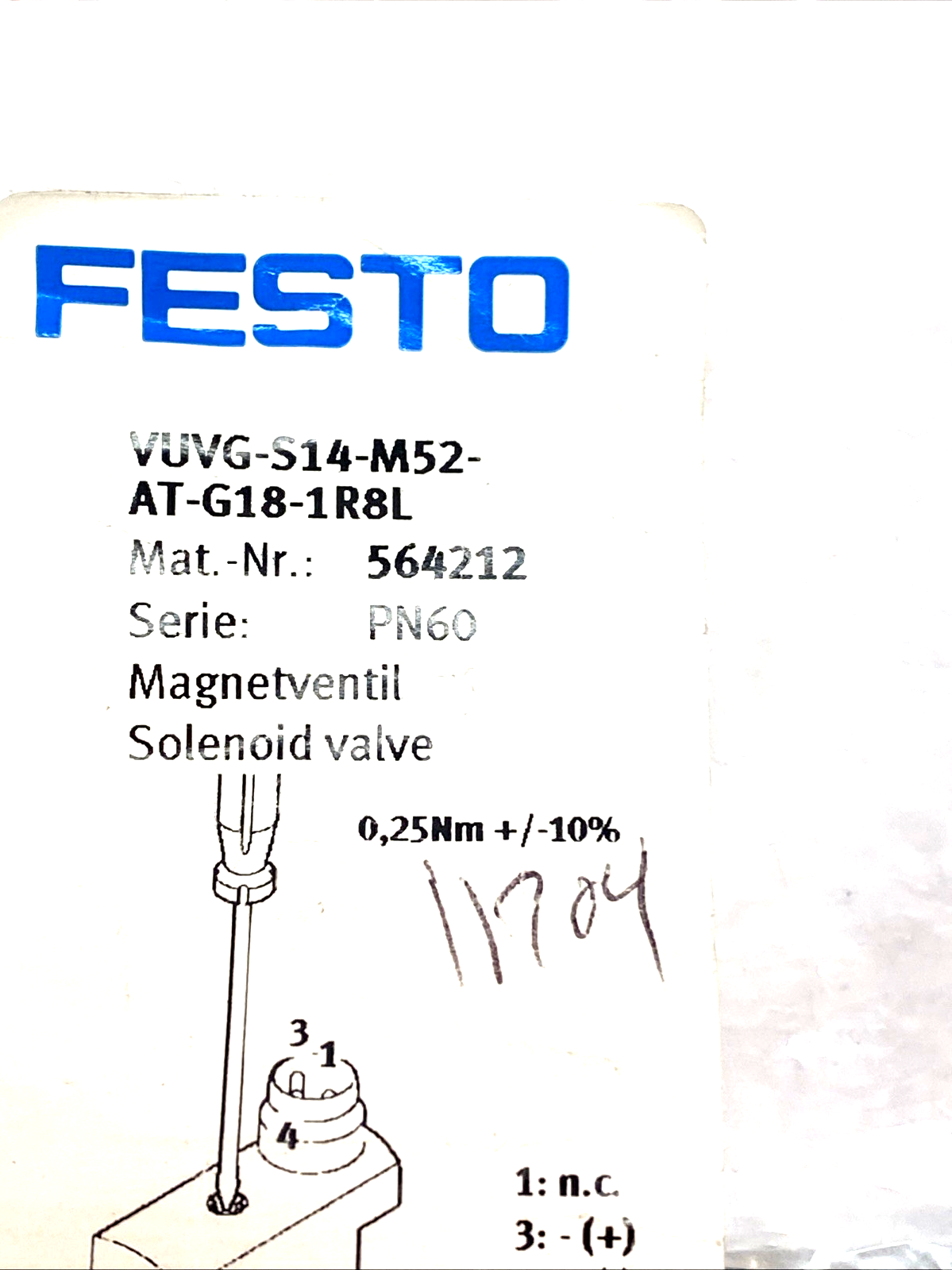 Festo VUVG-S14-M52-AT-G18-1R8L Magnetic Solenoid Valve 564212 - Maverick Industrial Sales