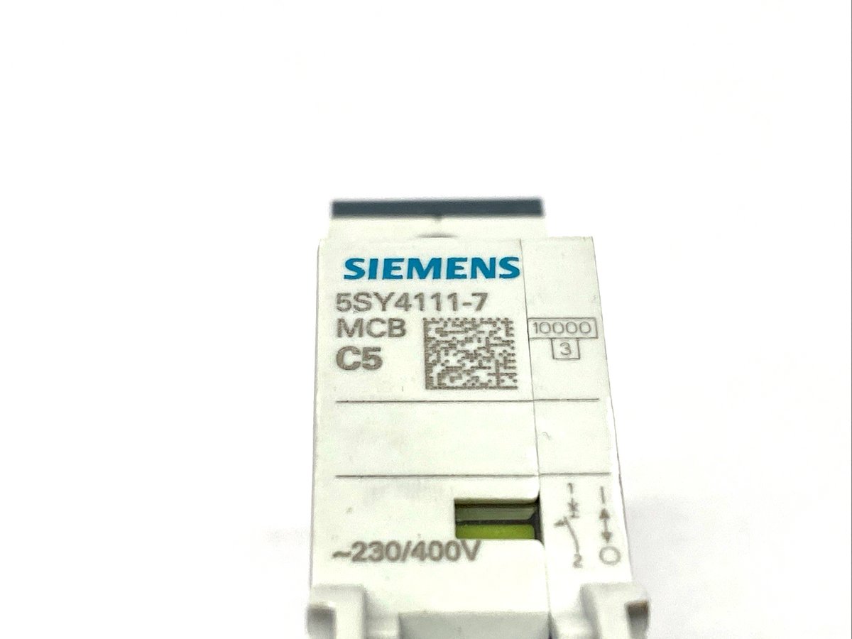 5SY4111-7 | Siemens Miniature Circuit Breaker 230/400V 10kA, 1-Pole, C-Trip, 5A - New – Open box - Maverick Industrial Sales
