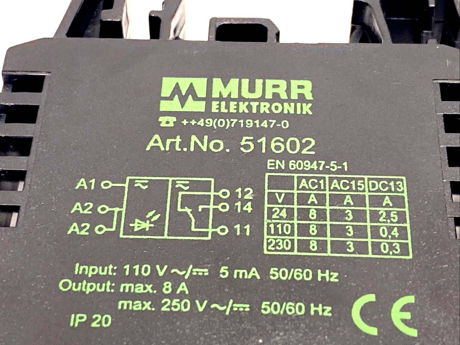 Murr Elektronik 51602 Relay 110V AC/DC In 8A 250V AC/DC Out - Maverick Industrial Sales