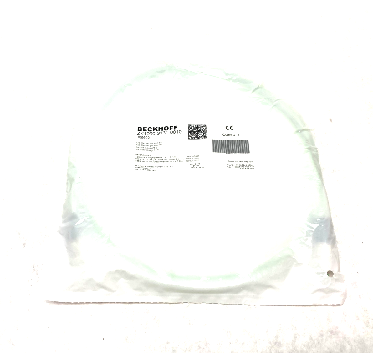 Beckhoff ZK1090-3131-0010 EtherCAT Extension Cable M8 4-Pin 1m 066692 - Maverick Industrial Sales