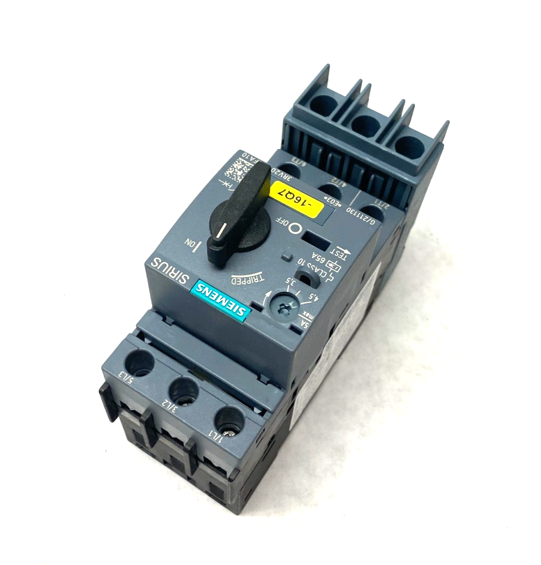 Siemens 3RV2011-1FA10 SIRIUS Motor Protector Circuit Breaker Frame Size S00 5A - Maverick Industrial Sales