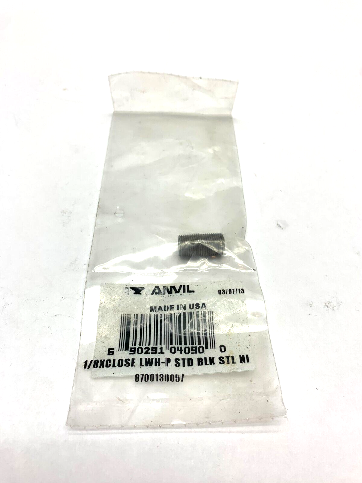 Anvil 8700136057 Standard Black Steel Nipple 1/8xClose LWH-P - Maverick Industrial Sales