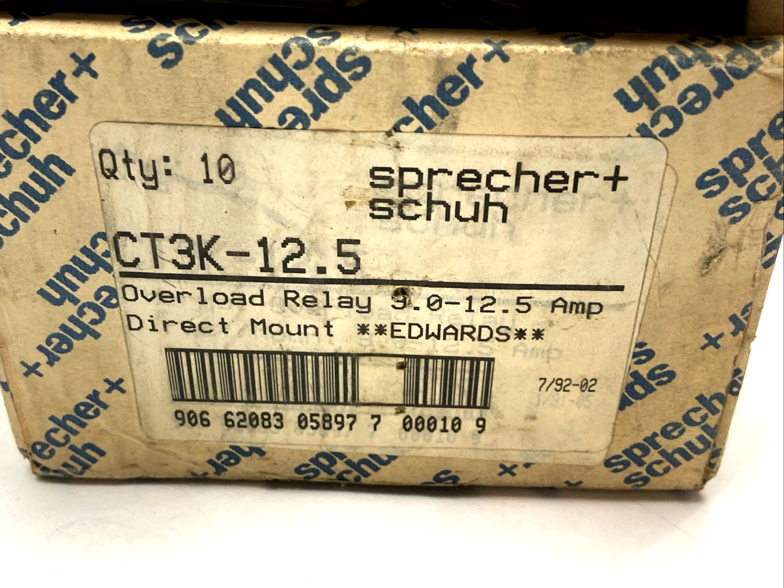 Sprecher+Schuh CT 3K-12.5 Overload Relay 9-12.5A BOX OF 10 - Maverick Industrial Sales