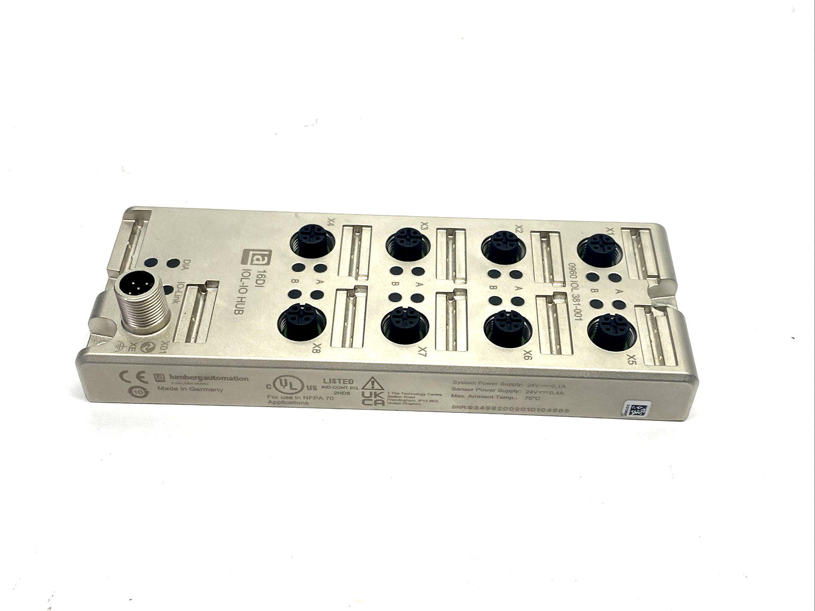 | Lumberg Automation 0960 IOL 381-001 8-Port IOL-IO HUB, 16DI, 934992002 - Used - Maverick Industrial Sales