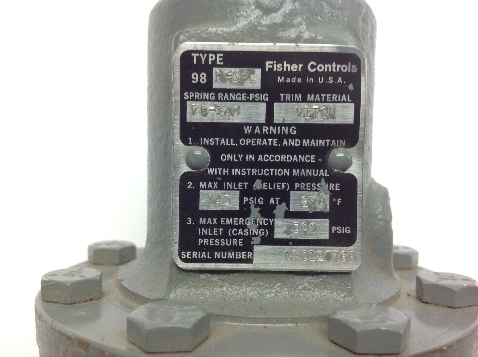 Fisher Controls 98H-SPC Air Regulator 70-140 PSIG SPring Range, Viton - Maverick Industrial Sales