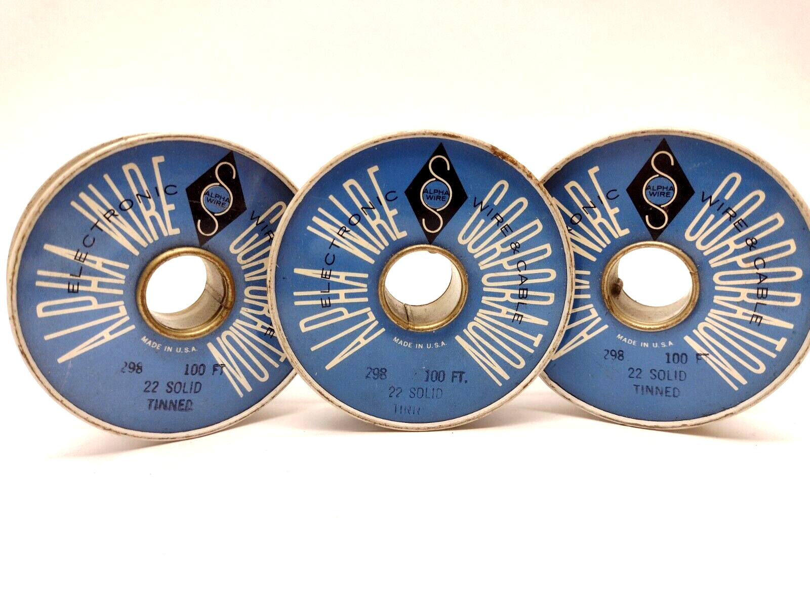 Alpha Wire 298 22AWG Solid Tinned Copper Hook-Up Wire 100Ft, LOT OF 3 - Maverick Industrial Sales