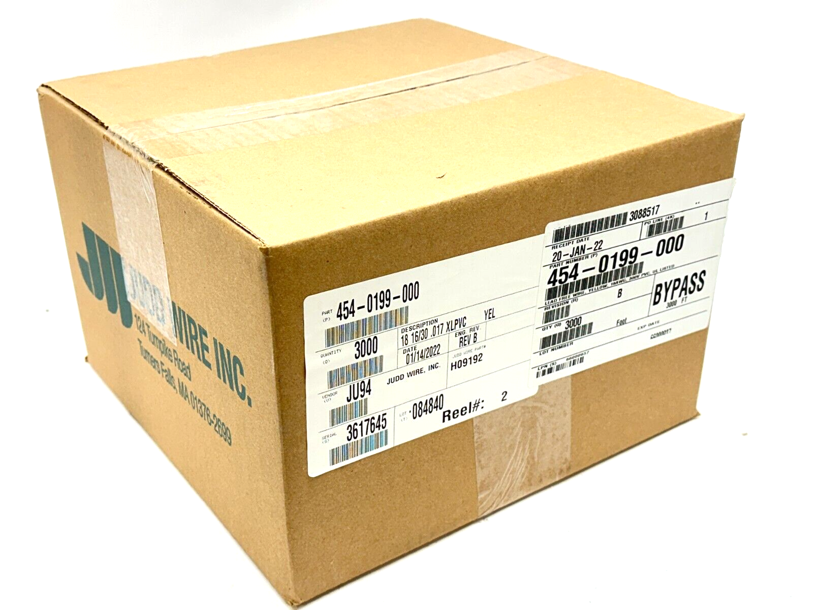 Judd Wire 454-0199-000 Wire 18 AWG 16/30 .017 XLPVC H09192 3000ft Spool - Maverick Industrial Sales