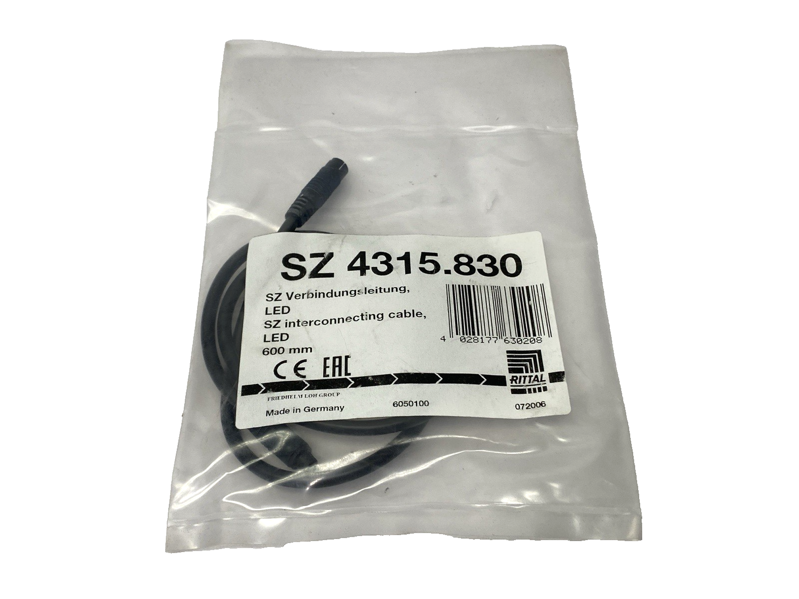 Rittal SZ 4315.830 Connection Cable for LED Compact System Light 600mm Length - Maverick Industrial Sales