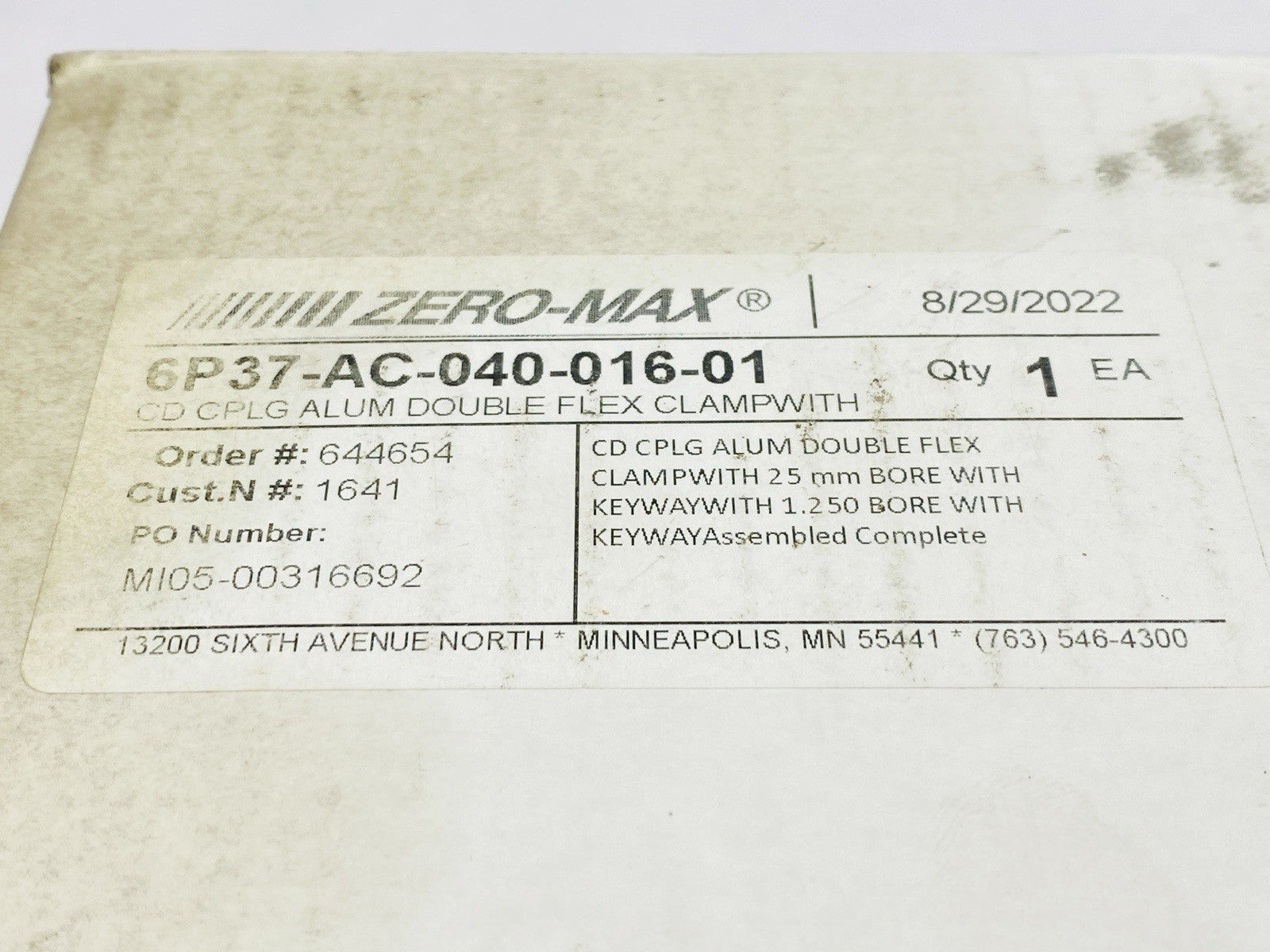 Zero Max 6P37-AC-040-016-01 Aluminium Double Flex Clamp - Maverick Industrial Sales