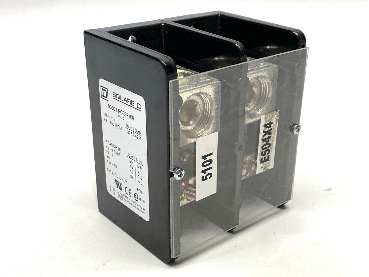 980LBC263106 | Schneider Electric 9080LBC263106 Power Distribution Block 2-Pole 380A 600V - Used - Maverick Industrial Sales