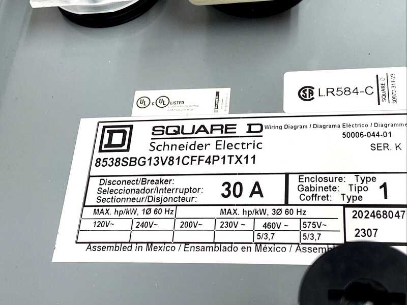 Square D Schneider Electric 8538SBG13V81CFF4P1TX11 Combination Starter 30A - Maverick Industrial Sales