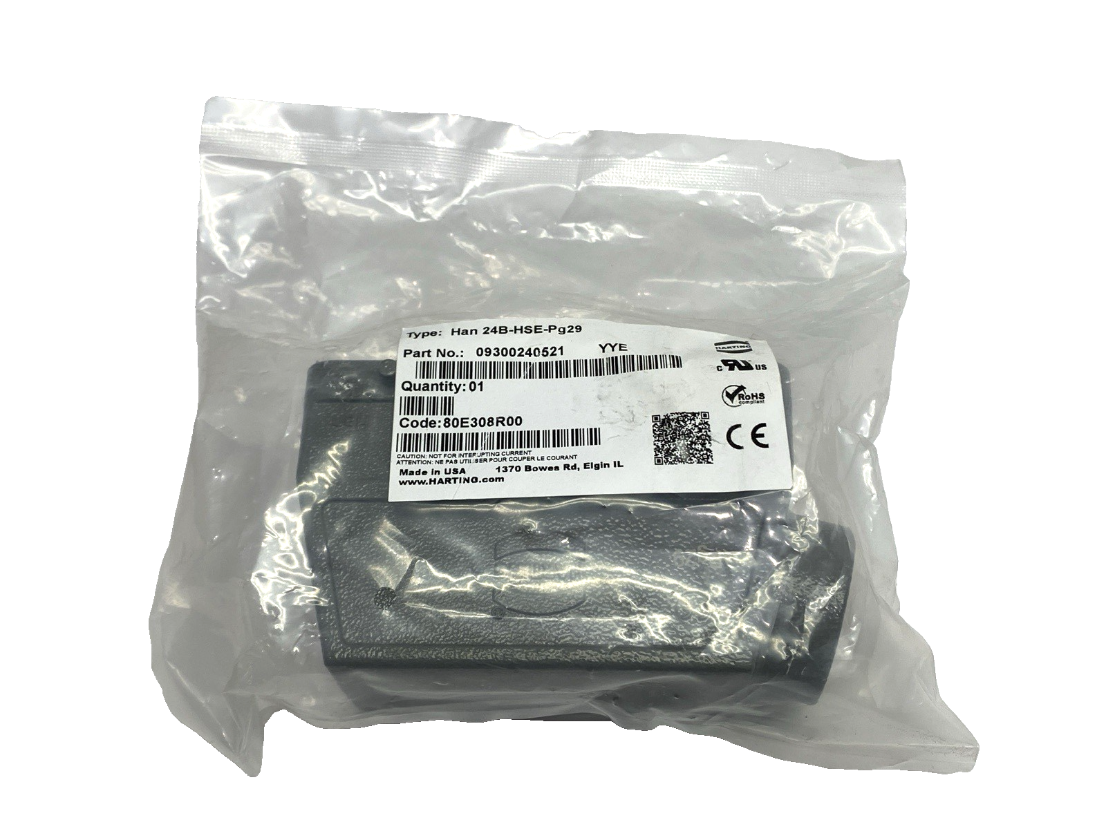 Harting 09300240521 Heavy Duty Power Connector Hood Side Entry Han 24B-HSE-Pg29 - Maverick Industrial Sales