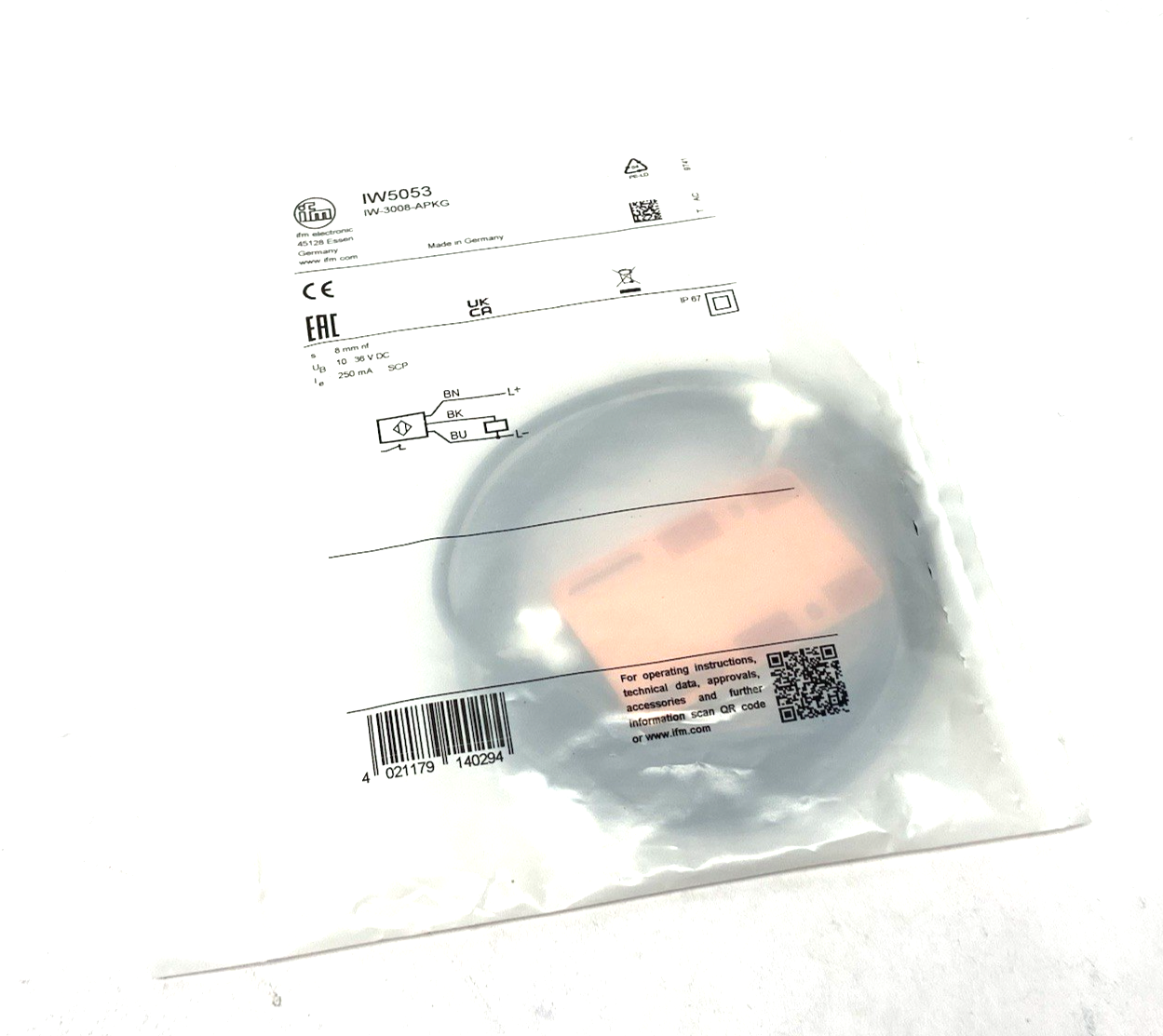Ifm IW5053 Particularly Flat, Rectangular Inductive Sensor IW-3008-APKG - Maverick Industrial Sales