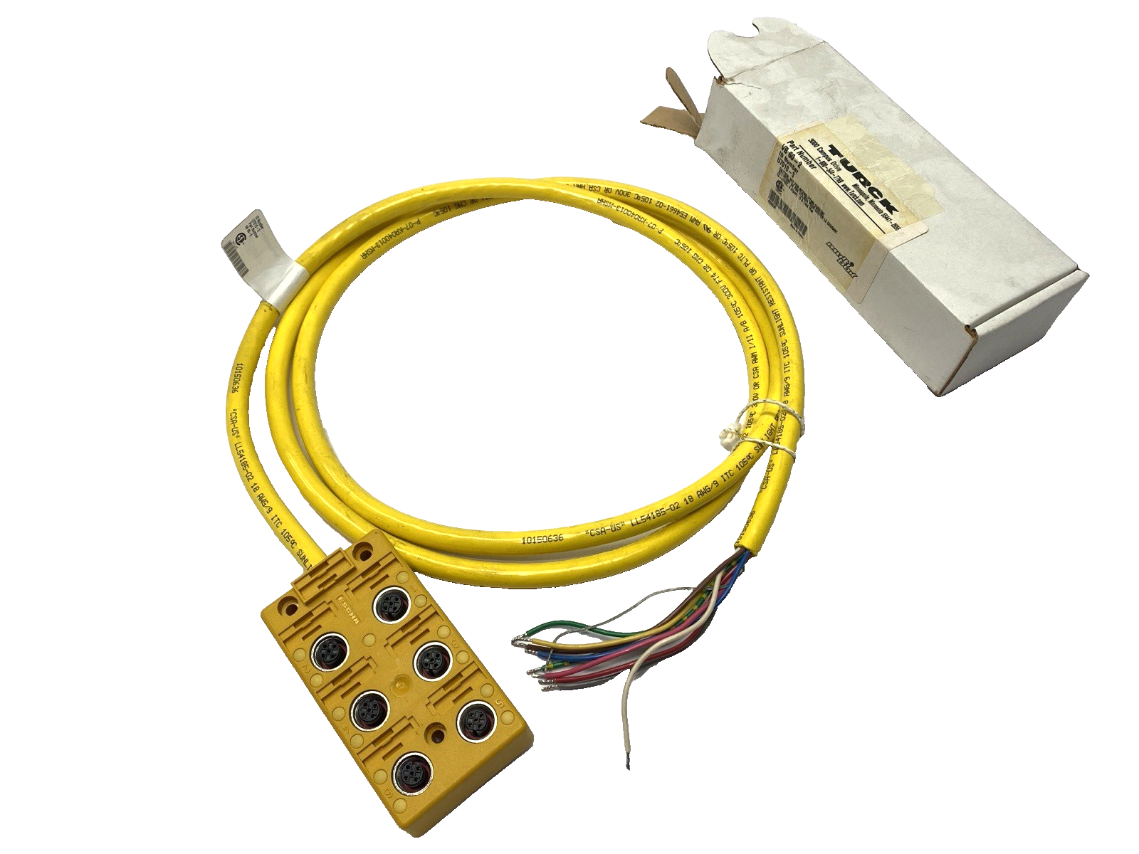 Turck VB 60-2 Junction Box 6-Port w/ Cable M12 Eurofast U7010-3 - Maverick Industrial Sales