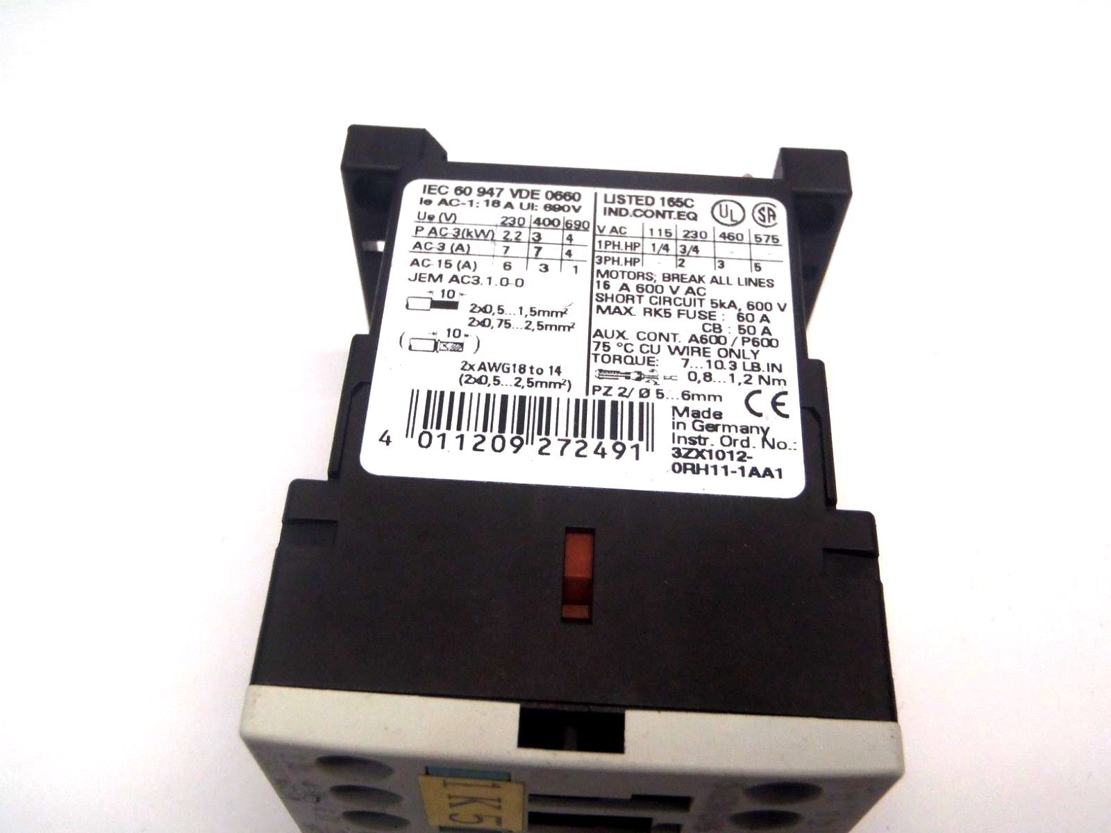 Siemens 3RT1015-1AB02 Contactor 16A 600V 24V 50/60Hz - Maverick Industrial Sales