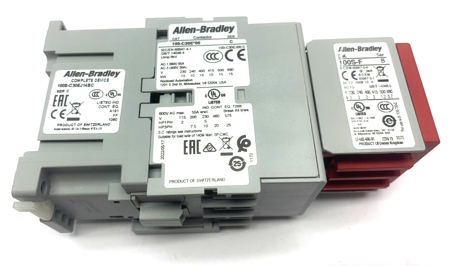 Allen Bradley 100S-C30EJ14BC Ser C GuardMaster Safety Contactor BB04 - Maverick Industrial Sales