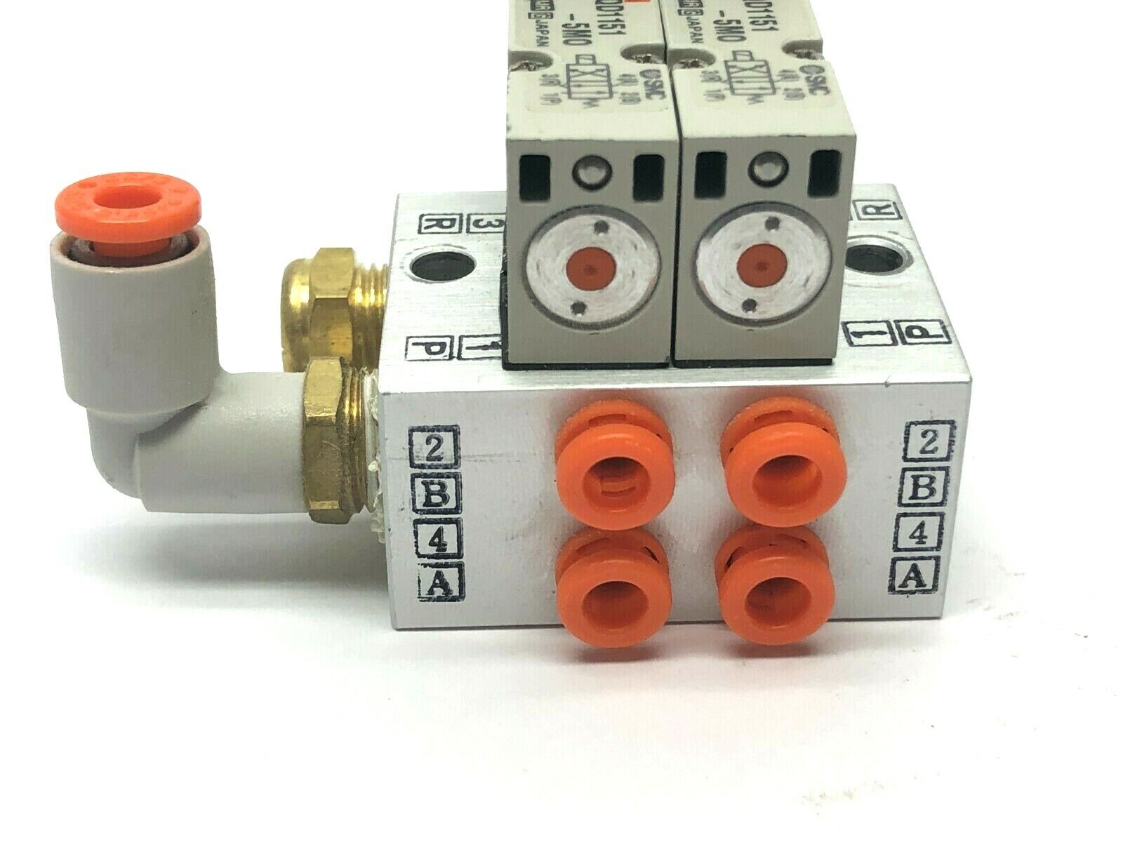 SMC VV4QD15-02N3T Manifold Base w/ VDQ1151-5MO Solenoid Valves - Maverick Industrial Sales