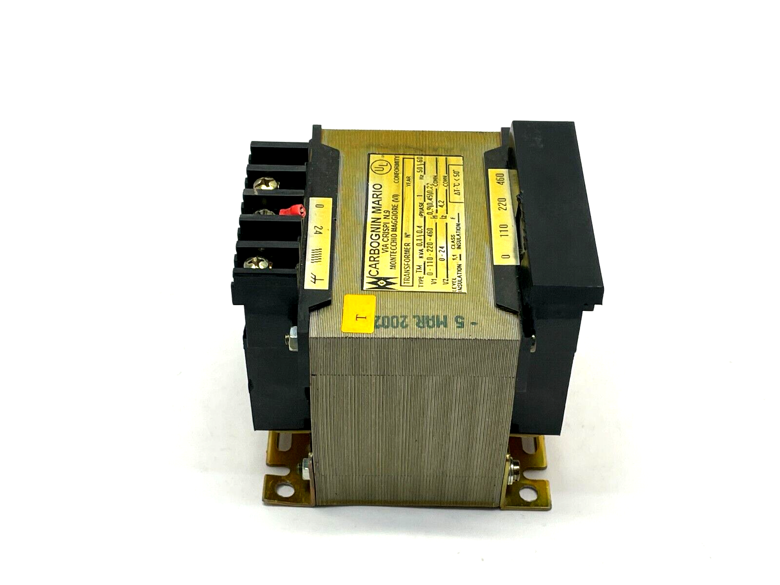 Carbognin Mario N.9 Single Phase Transformer Type TM 0/110/220/460 50/60Hz - Maverick Industrial Sales