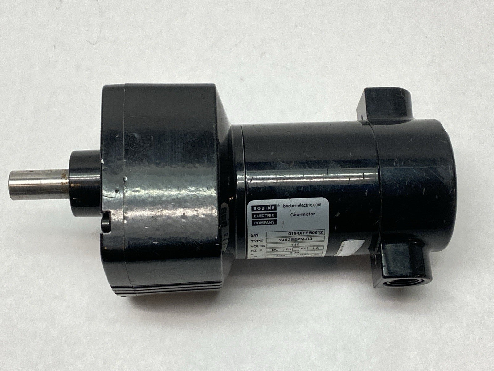 24A2BEPM-D3 | Bodine Electric Parallel Shaft DC Motor 30:1 83rpm 1/29HP 0.30A 130V - For parts or not working - Maverick Industrial Sales