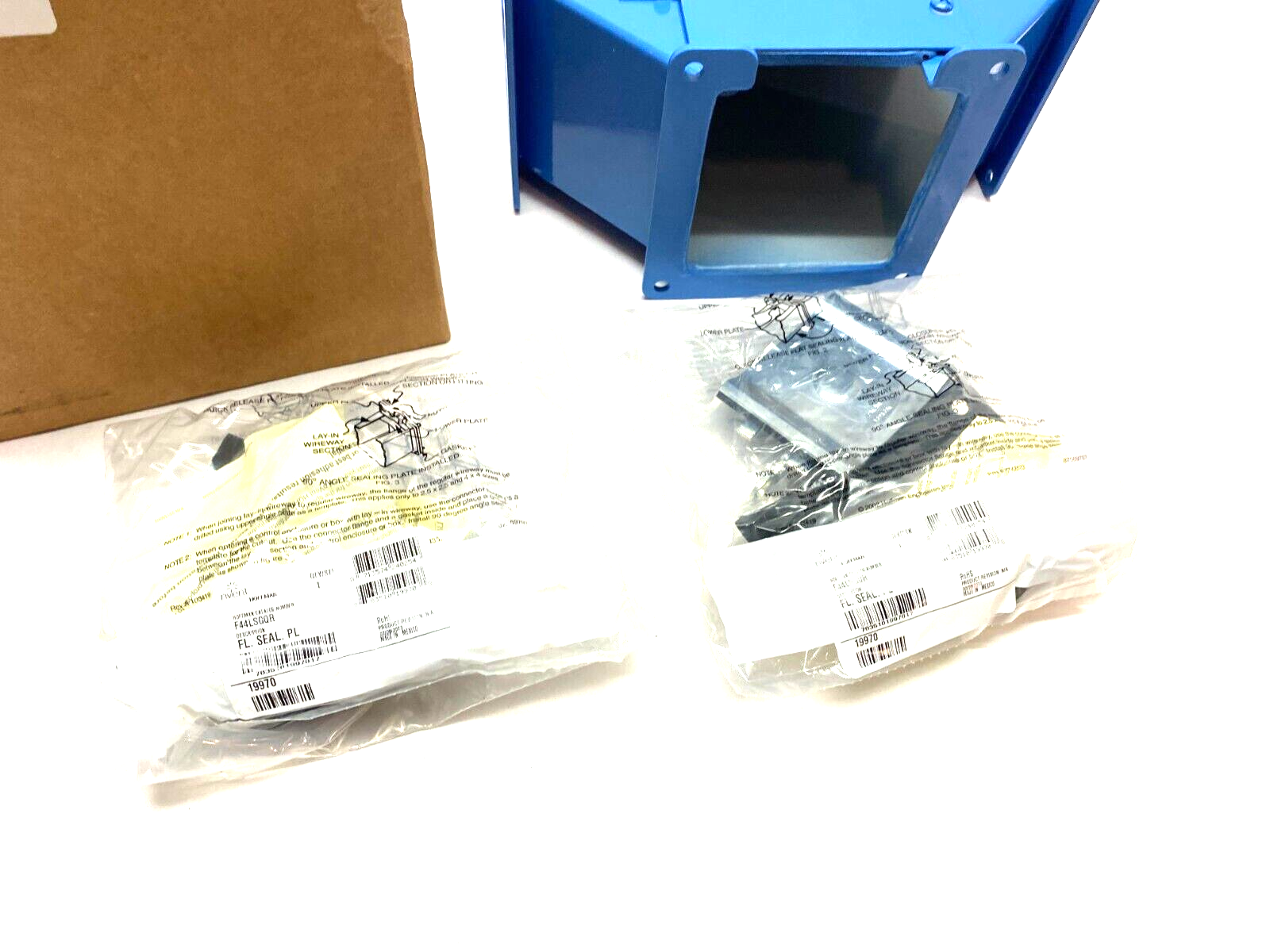 Hoffman F44LTC nVent Lay-In Tee Fitting, Top Out Open Hinged Cover PAINTED BLUE - Maverick Industrial Sales