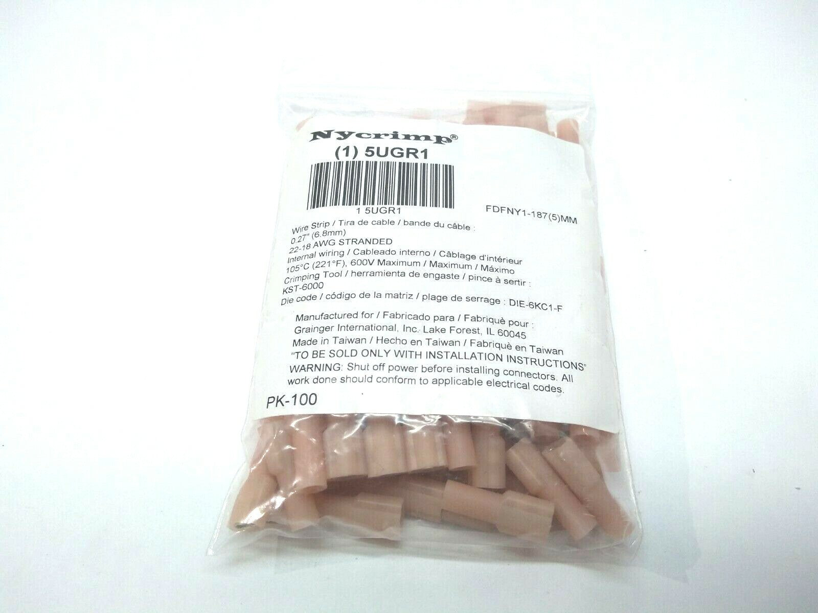 Nycrimp 5UGR1 22-18 AWG FDFNY1-187(5)MM (16 Bags) Approx 1200 + Connectors - Maverick Industrial Sales