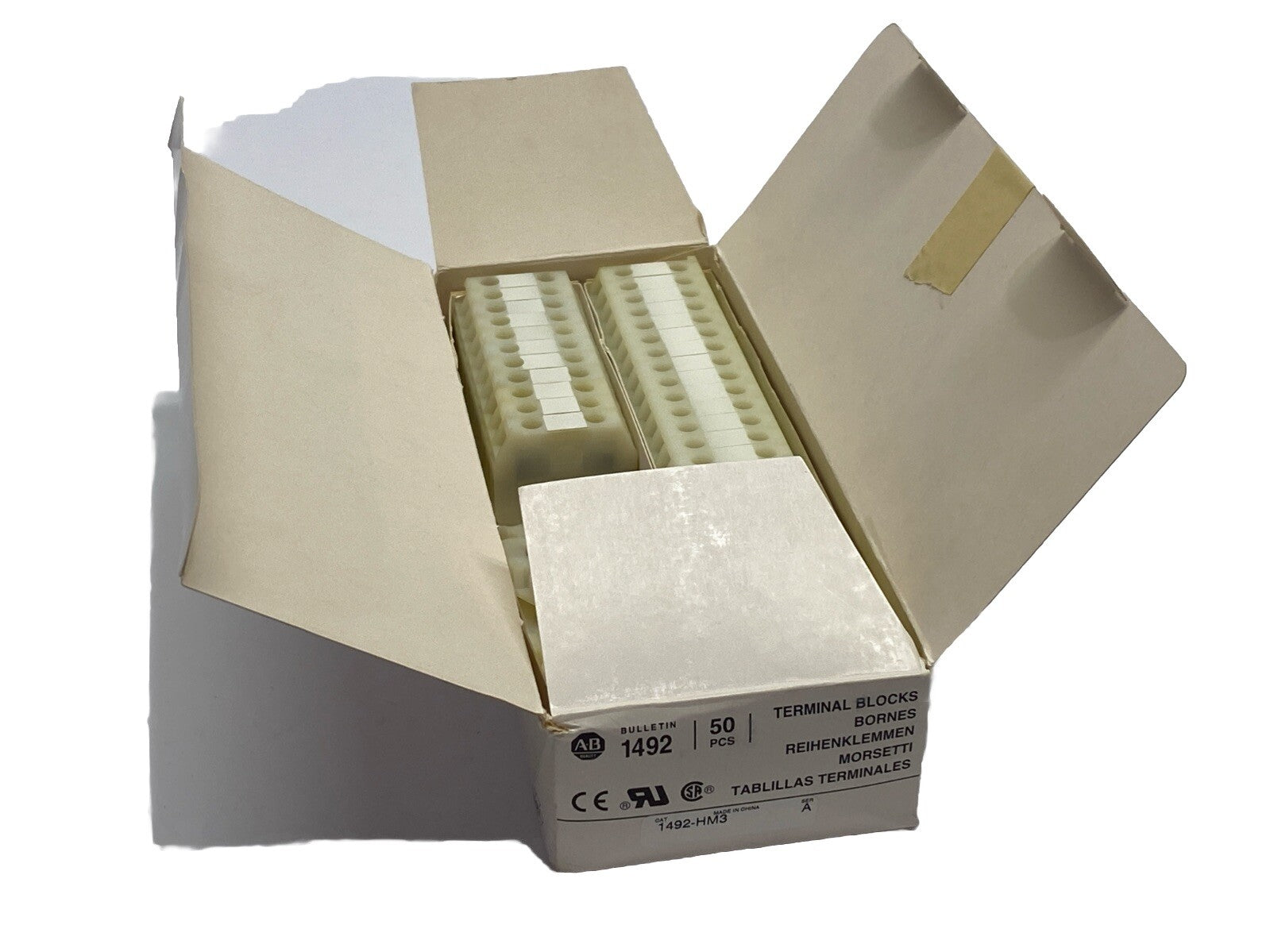 Allen Bradley 1492-HM3 Ser A Finger Safe Terminal Block White BOX OF 38 - Maverick Industrial Sales
