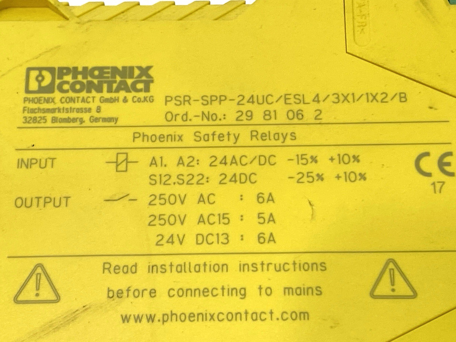 PSR-SPP-24UC/ESL4/3X1/1X2/B | Phoenix Contact Safety Relay 2981062 - For parts or not working - Maverick Industrial Sales