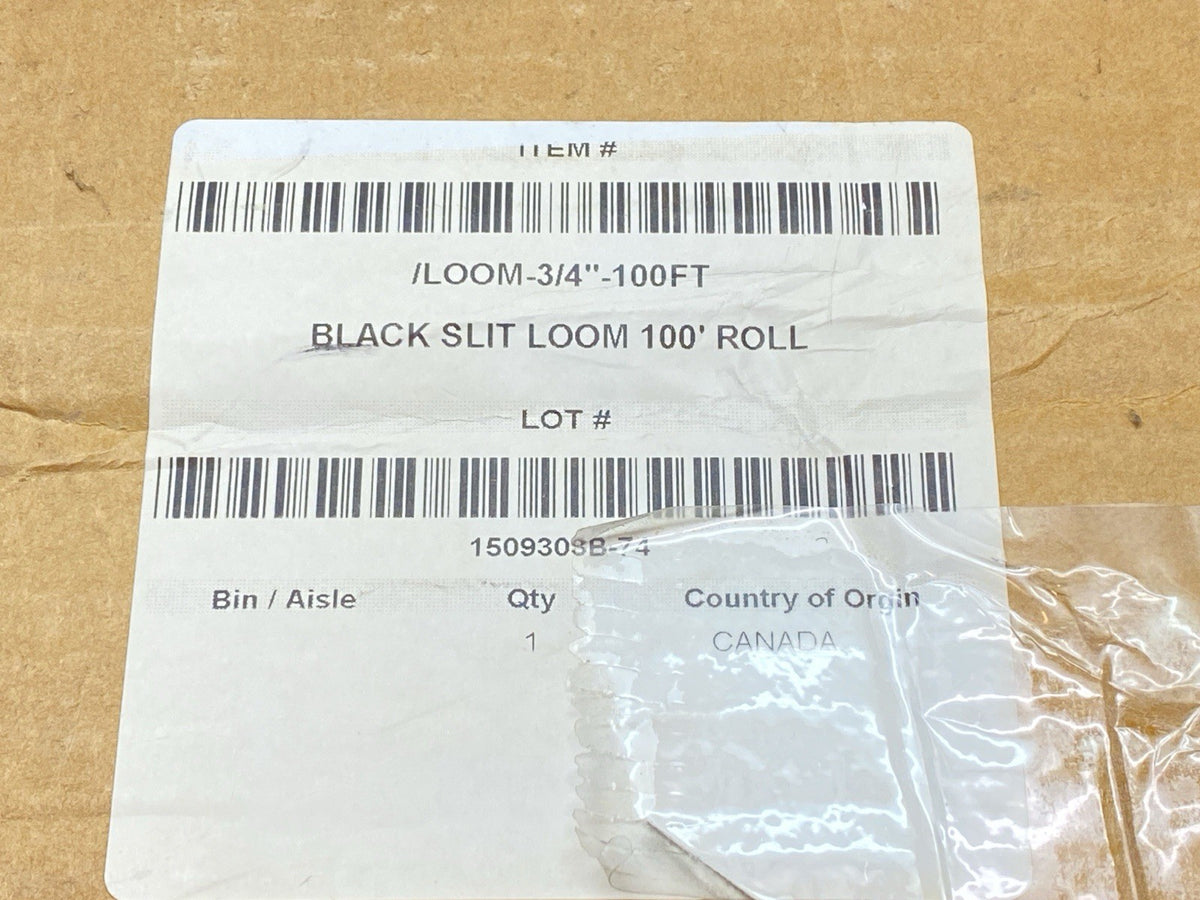 /LOOM-3/4"-100FT | Black Slit Loom 100' Roll - New – Open box - Maverick Industrial Sales