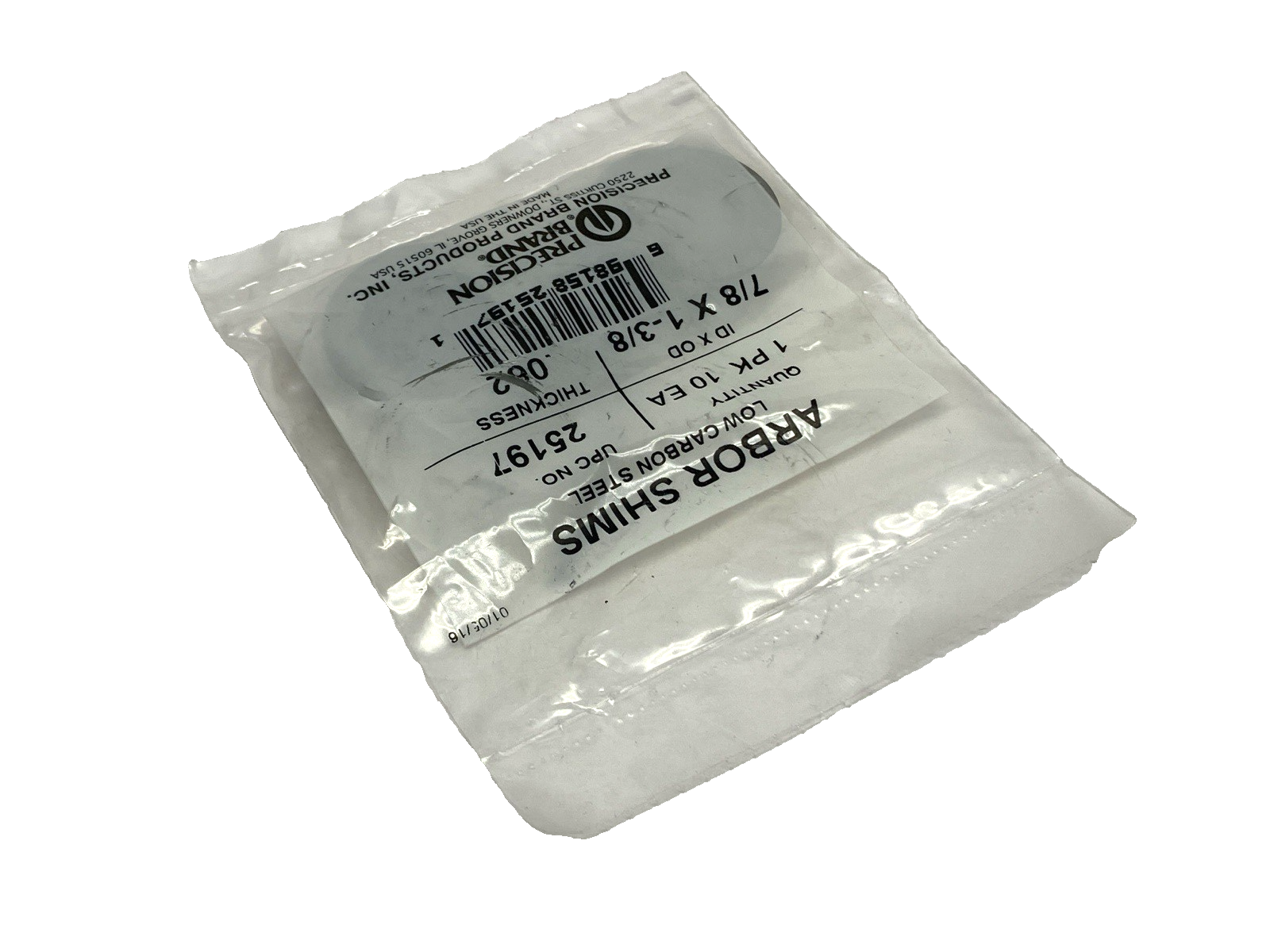 Precision Brand 84196 Steel Arbor Shims 7/8" ID x 1-3/8" OD .062 Thickness - Maverick Industrial Sales