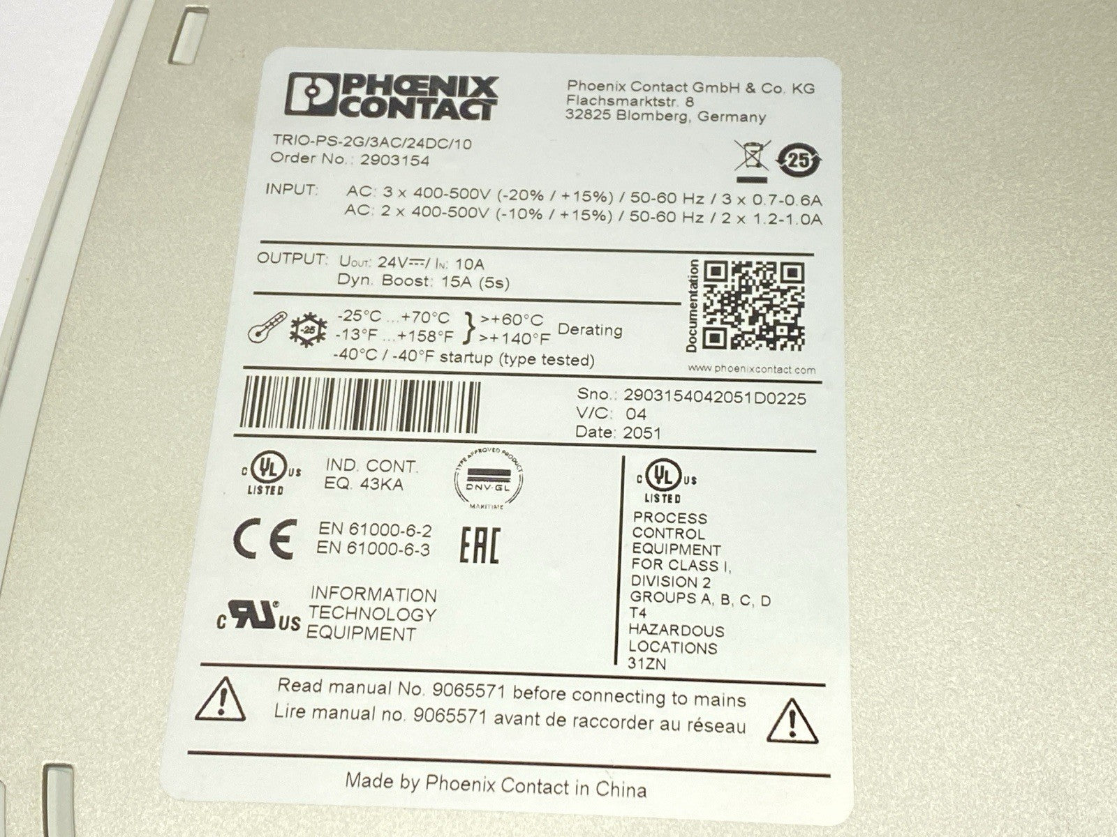 TRIO-PS-2G/3AC/24DC/10 | Phoenix Contact Power Supply 10A 24VDC 2903154 - Used - Maverick Industrial Sales