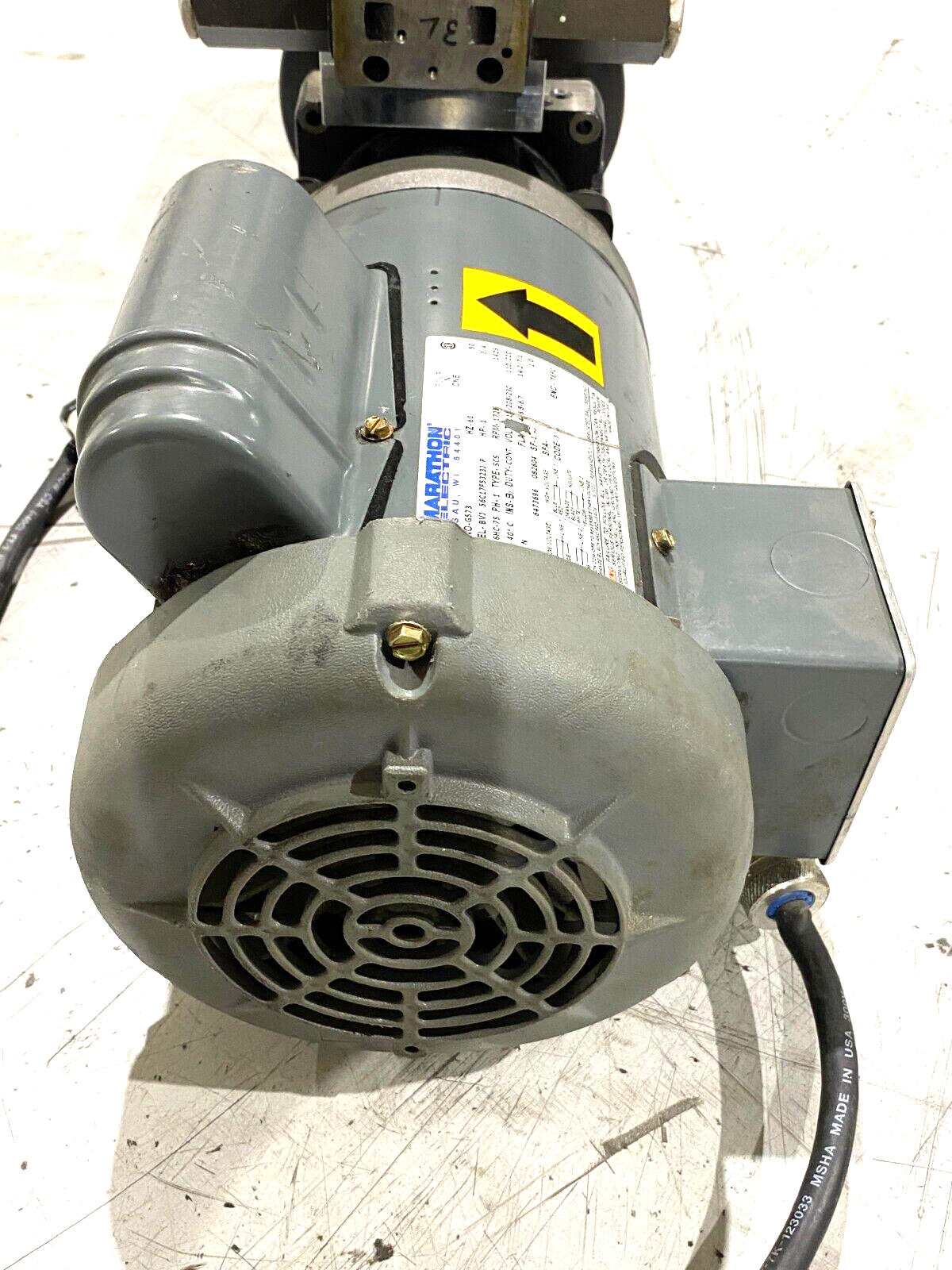 Marathon G573 Electric Motor 1-Phase BVJ 56C17F5323J P w/ Hydraulic Fluid Tank - Maverick Industrial Sales