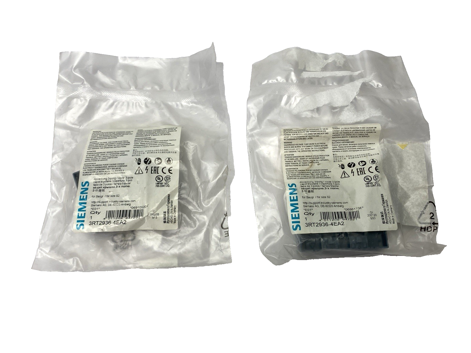 3RT2936-4EA2 | Siemens Terminal Cover 3-Pole LOT OF 2 - New – Open box - Maverick Industrial Sales