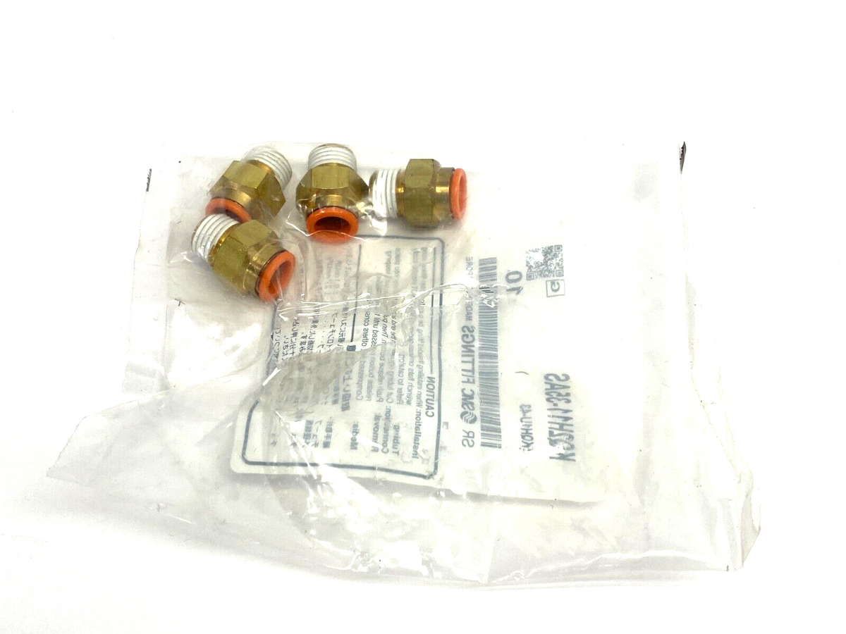 KQ2H11-35AS | SMC Male Push-to-Connect Fitting 3/8" In Tube 1/4" NPT PKG OF 4 - New - Maverick Industrial Sales