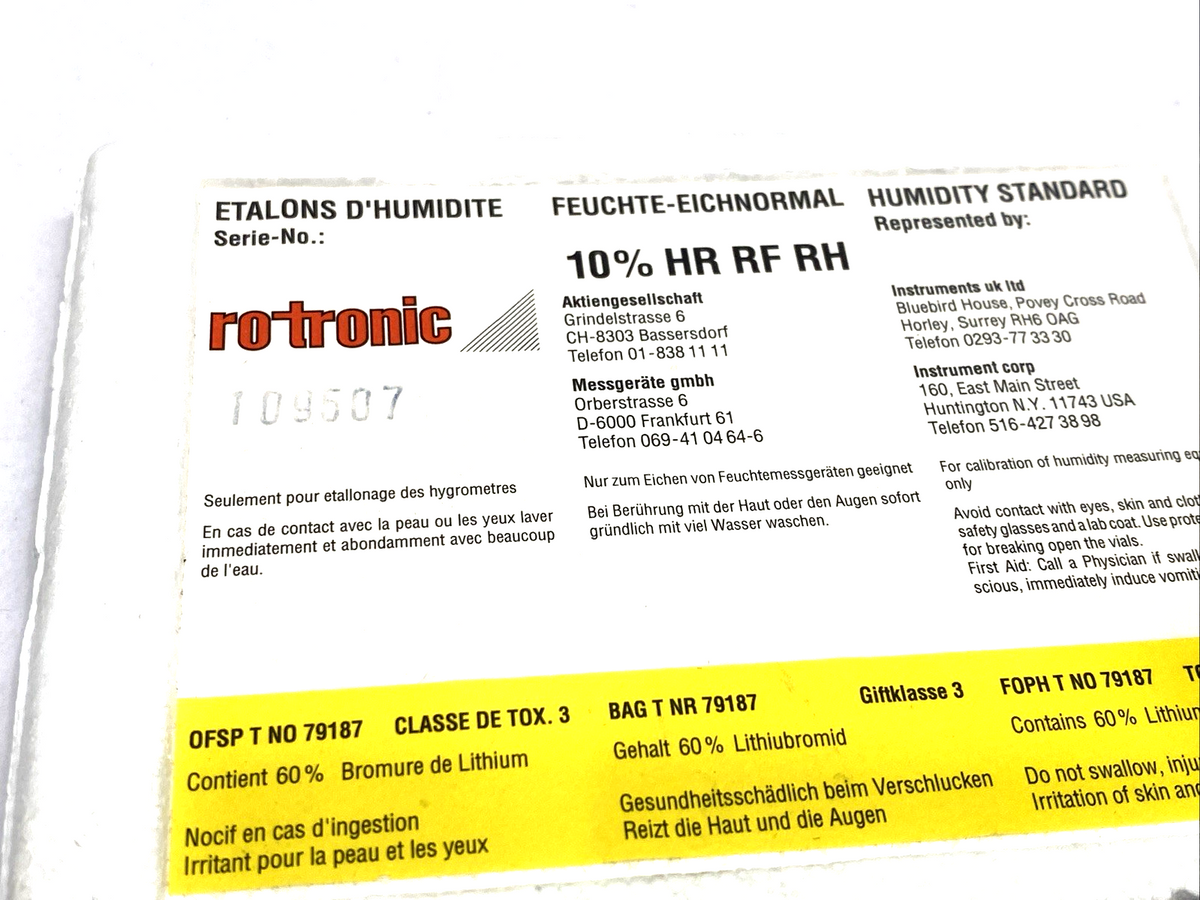 EA10-SCS | Rotronic 10 Percent HR RF RH Humidity Standard 109507 BOX OF 3 - New – Open box - Maverick Industrial Sales