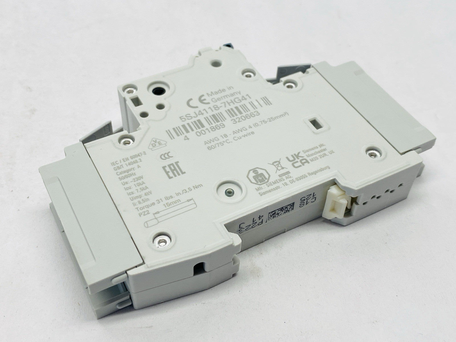 Siemens 5SJ4118-7HG41 Miniature Circuit Breaker 1-Pole 15A 240V - Maverick Industrial Sales
