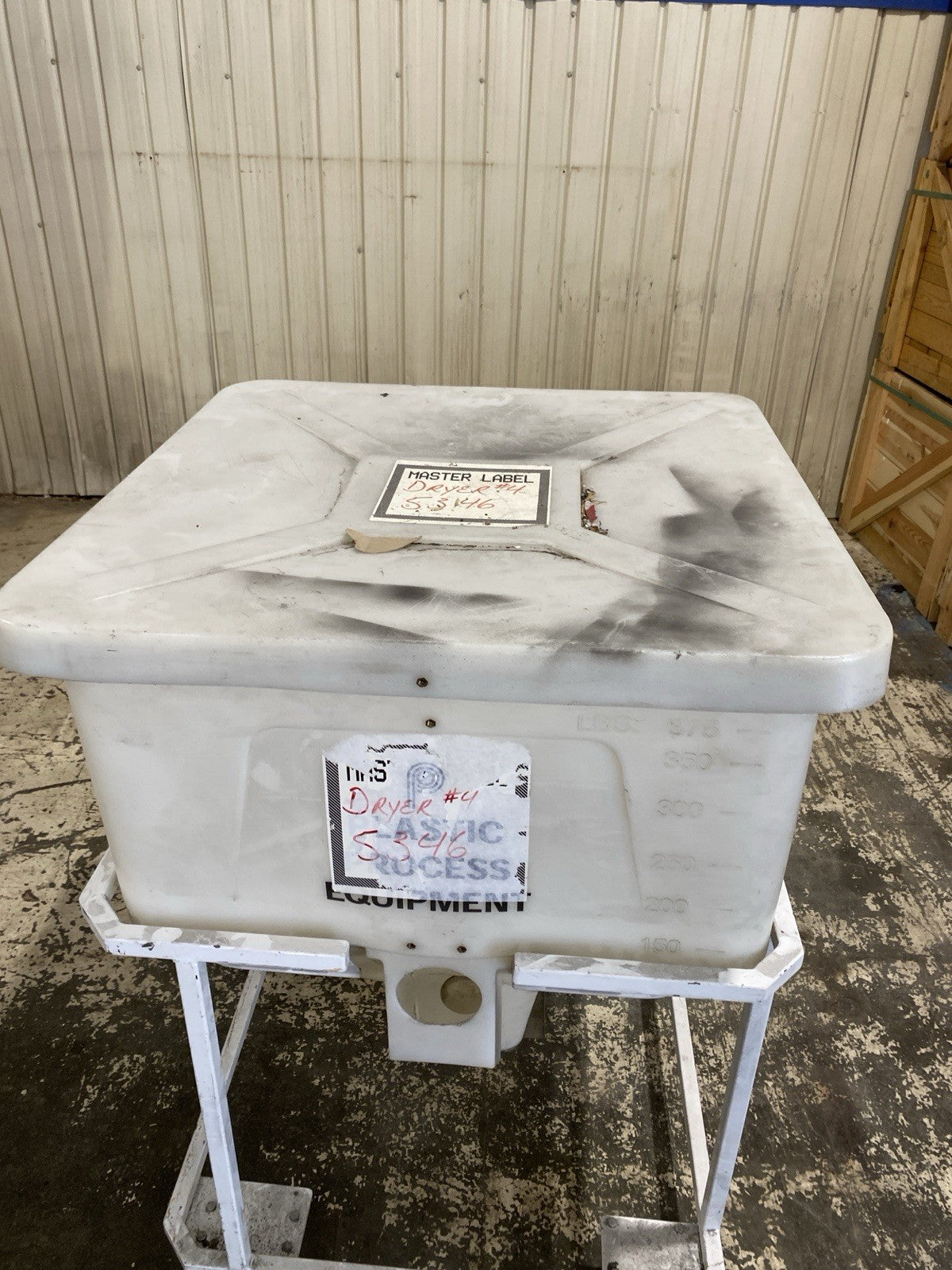 Plastic Process Equipment MTB375 Material Bin with Lid 410lb Capacity 32x32 - Maverick Industrial Sales