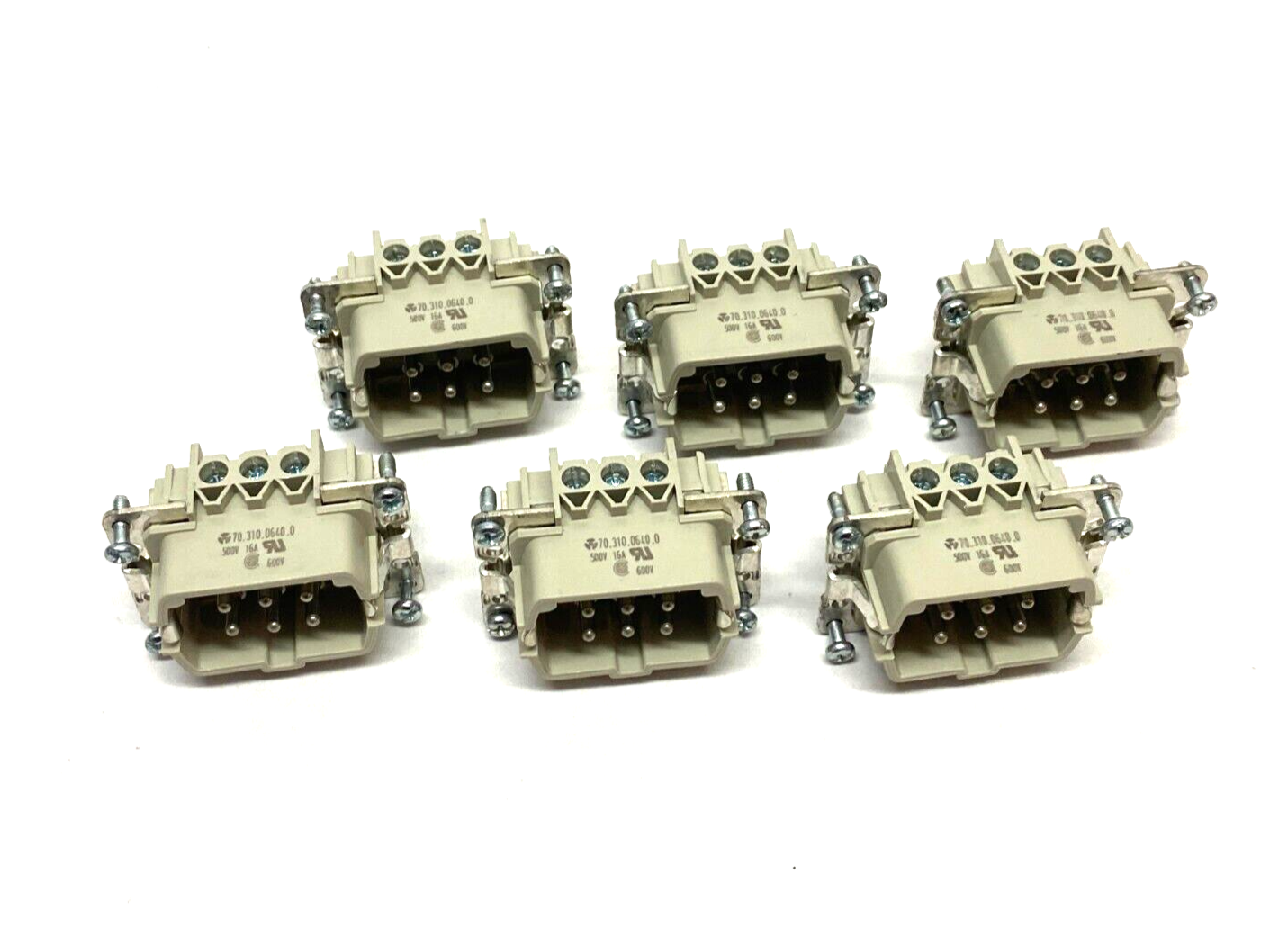 Wieland 70.310.0640.0 Heavy Duty Hood Insert 6+PE Contacts 500V 16A LOT OF 6 - Maverick Industrial Sales