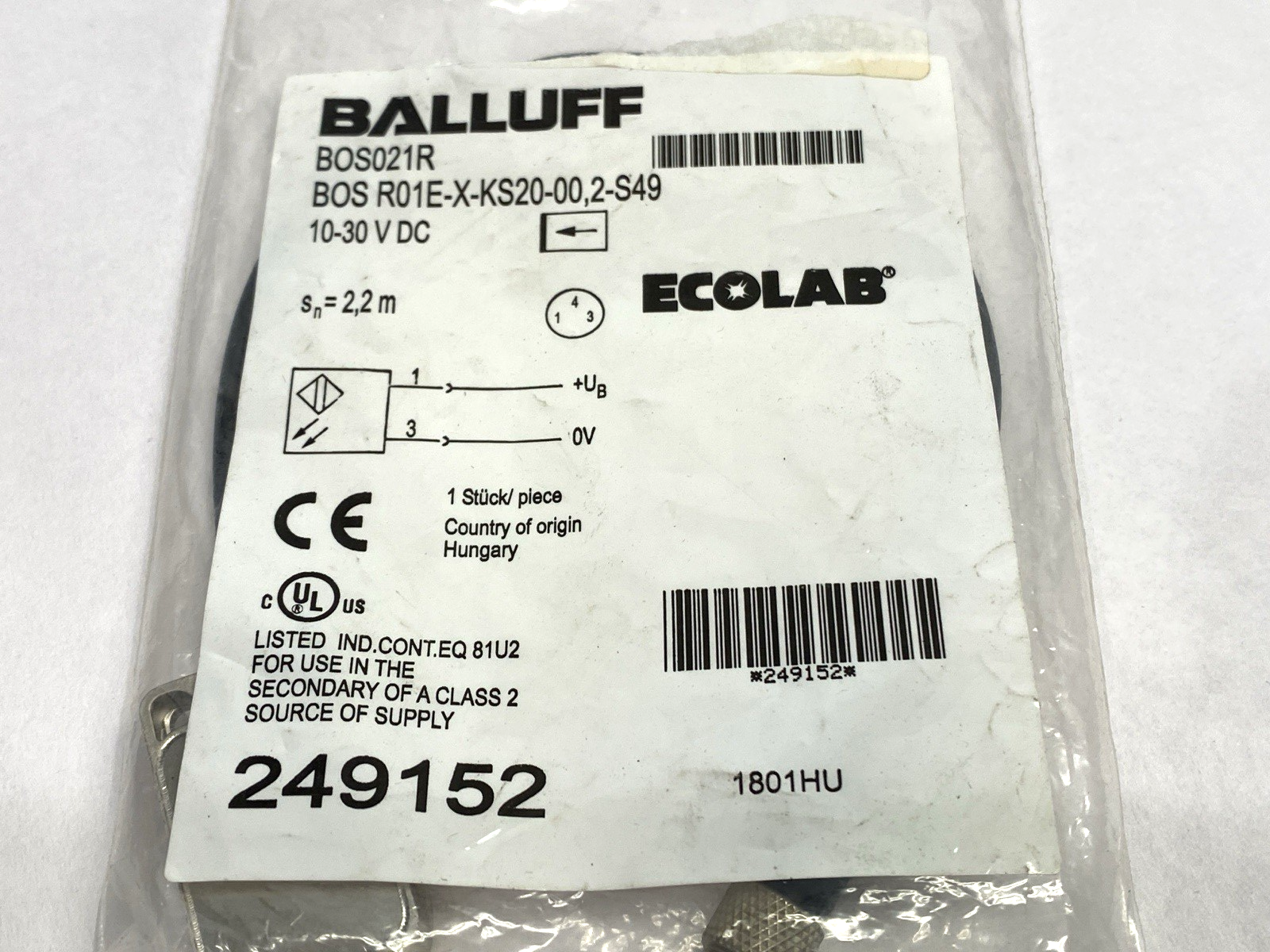 Balluff B0S R01E-PS-KE20-00,2-S49 Through-Beam Sensor B0S021N - Maverick Industrial Sales
