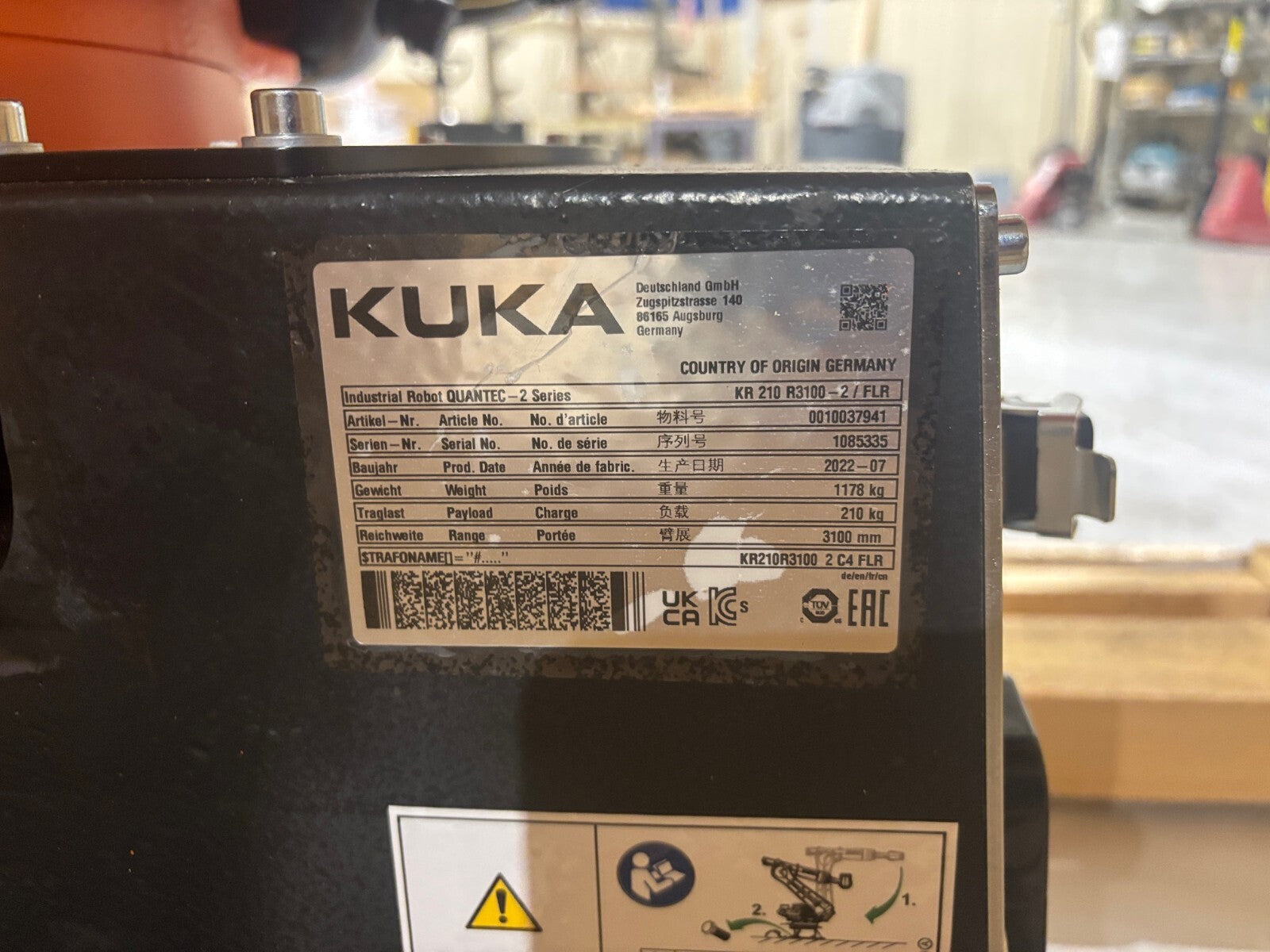 Kuka KR 210 R3100-2 / FLR Robot System w/ KR C4 NA UL Cabinet Controller, 2022 - Maverick Industrial Sales