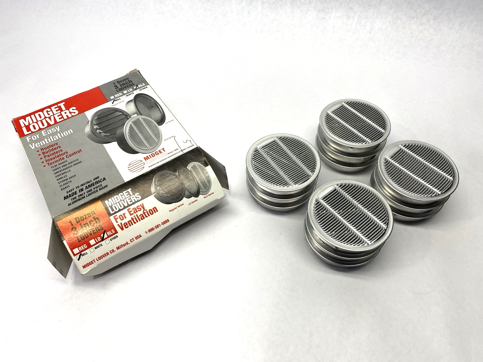 N/A | Midget Louver RLS Mill Aluminum Louver 3" BOX OF 12 - New – Open box - Maverick Industrial Sales
