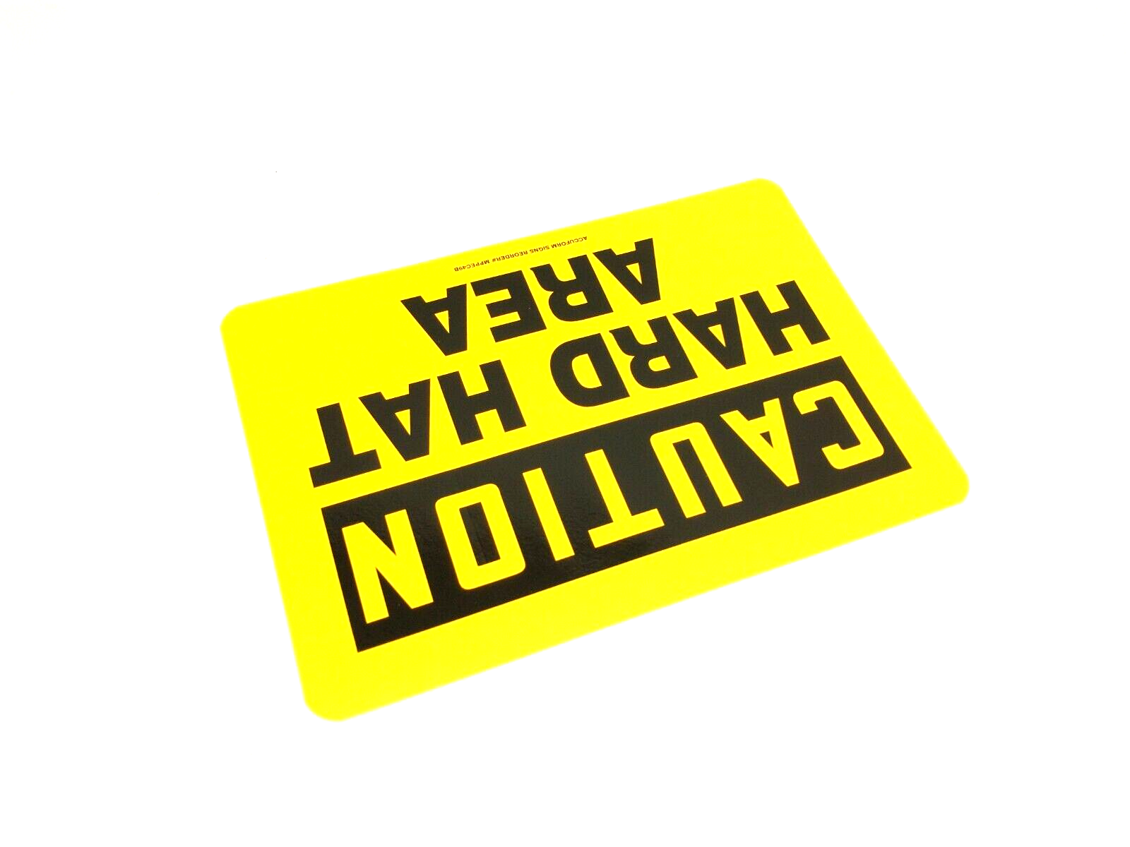Accuform Signs MPPEC49B CAUTION HARD HAT AREA 10"x7" Adhesive Sign/Decal 5 PACK - Maverick Industrial Sales